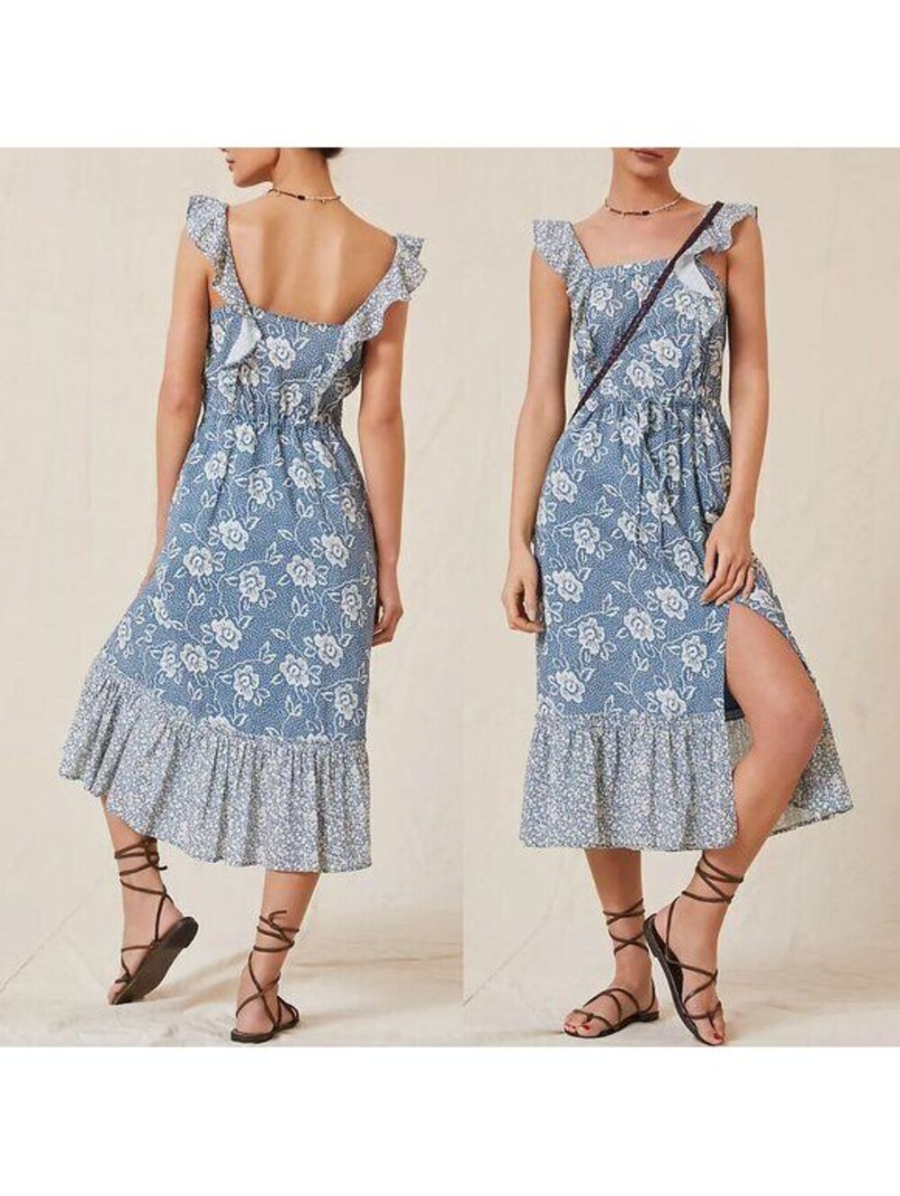 Paige Women's Blue Poppy Flutter Sleeve Sundress - Size Small